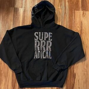 Superrradical Black Hoodie with Silver Studded logo Text